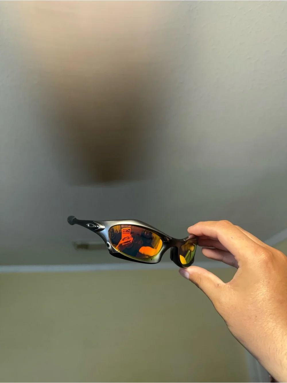 Men's Sport Sunglasses with Black Frame and Orange Mirror Lenses Oakley